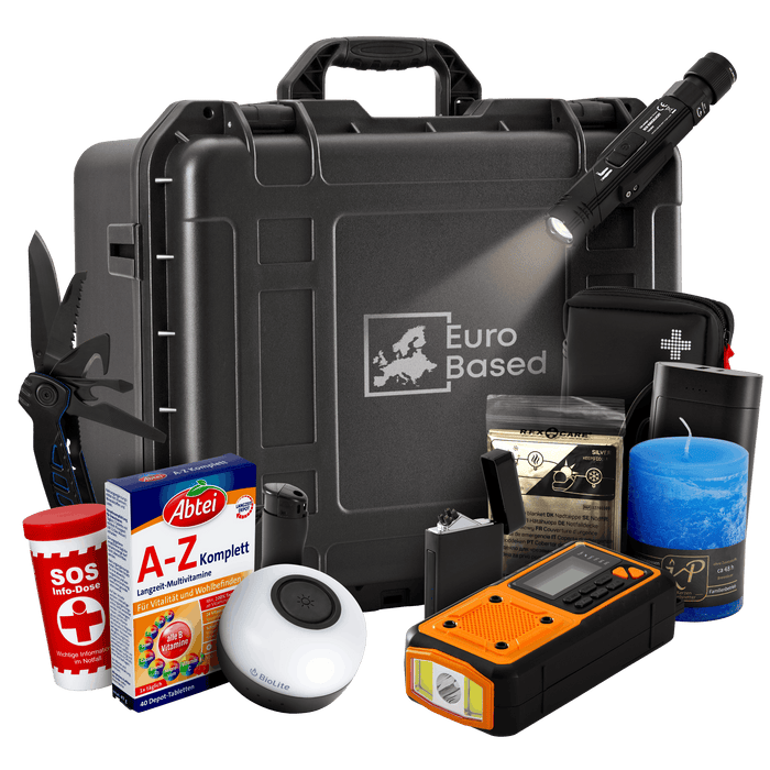 BlackoutBox Premium — 17 Teile mit Erste-Hilfe-Tasche und WaveGuard-Radio im größeren Hardcase