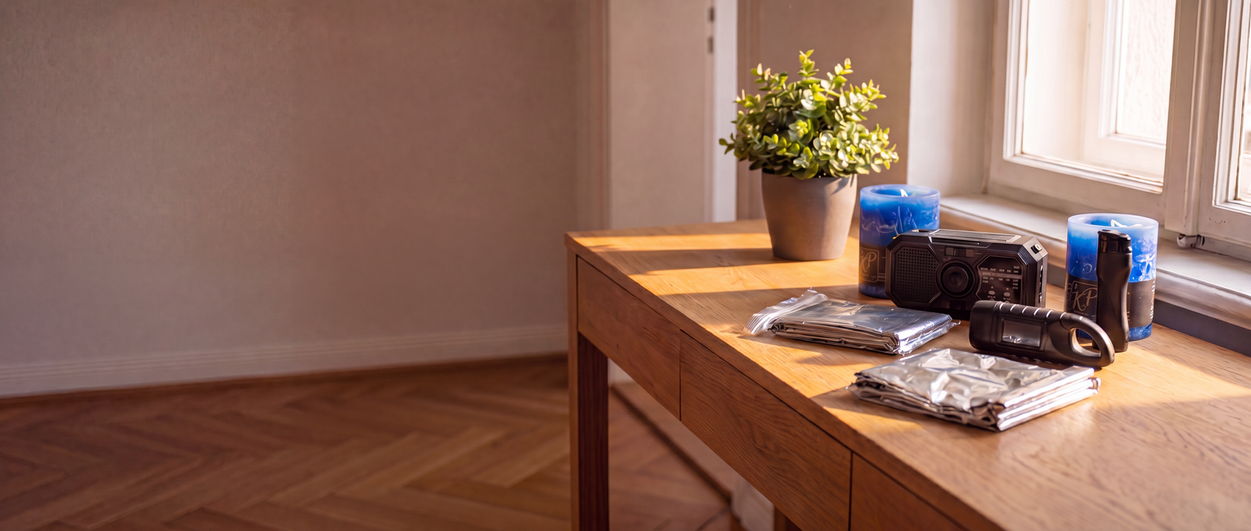 BlackoutBox Essential griffbereit im Flur, weiter Blick